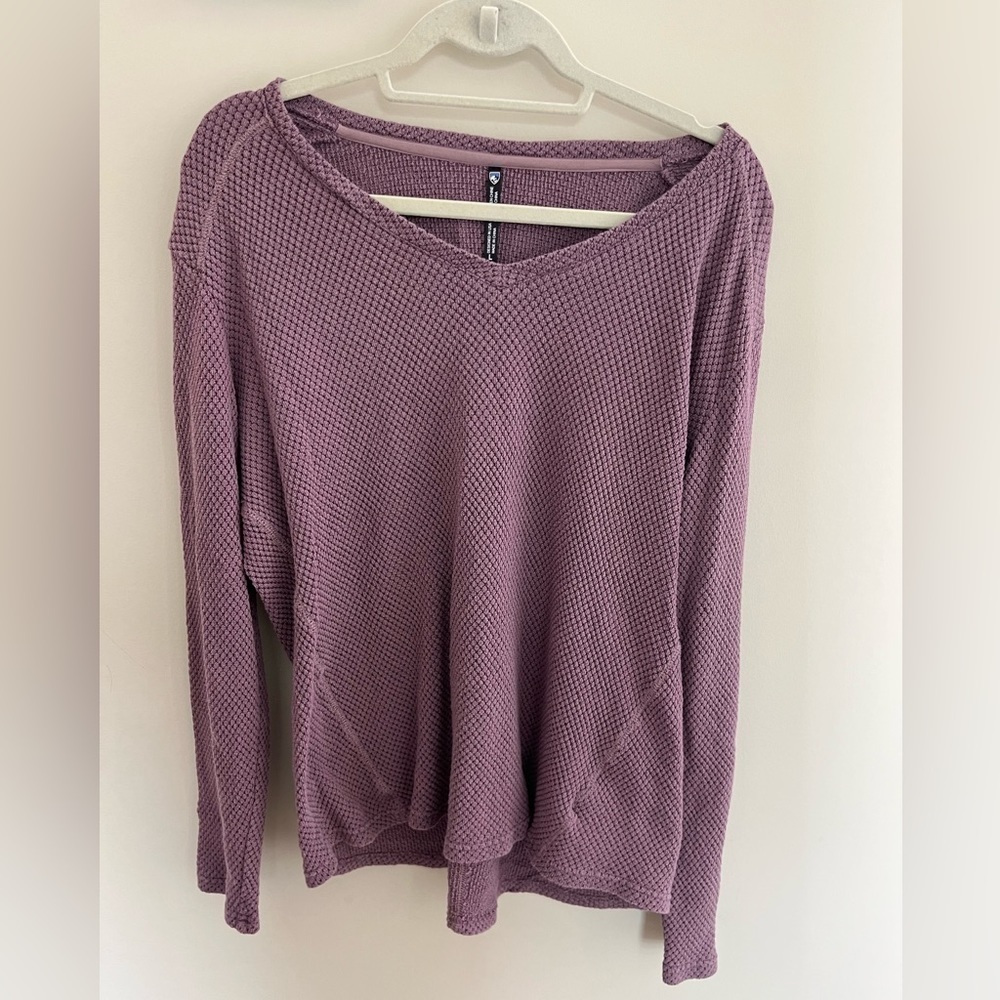 Kuhl Lyrik Pullover Vneck Textured Sweater Size Large Purple